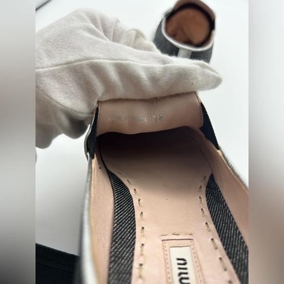 Miu miu jeans slip shoes flats athletic shoes with metal toe signed 38 - Picture 10 of 13